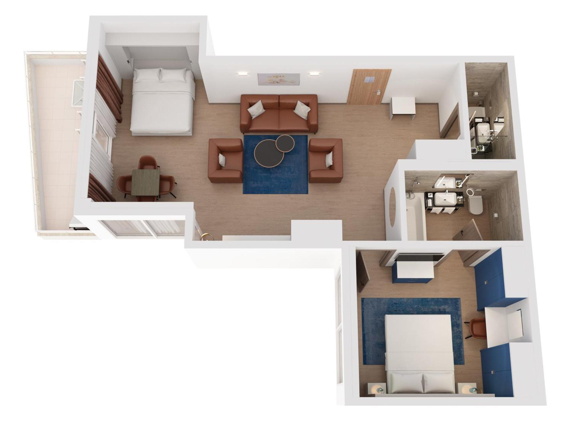Hilton Rijeka Costabella Beach Resort And Spa المظهر الخارجي الصورة A 3D floorplan of a typical hotel room