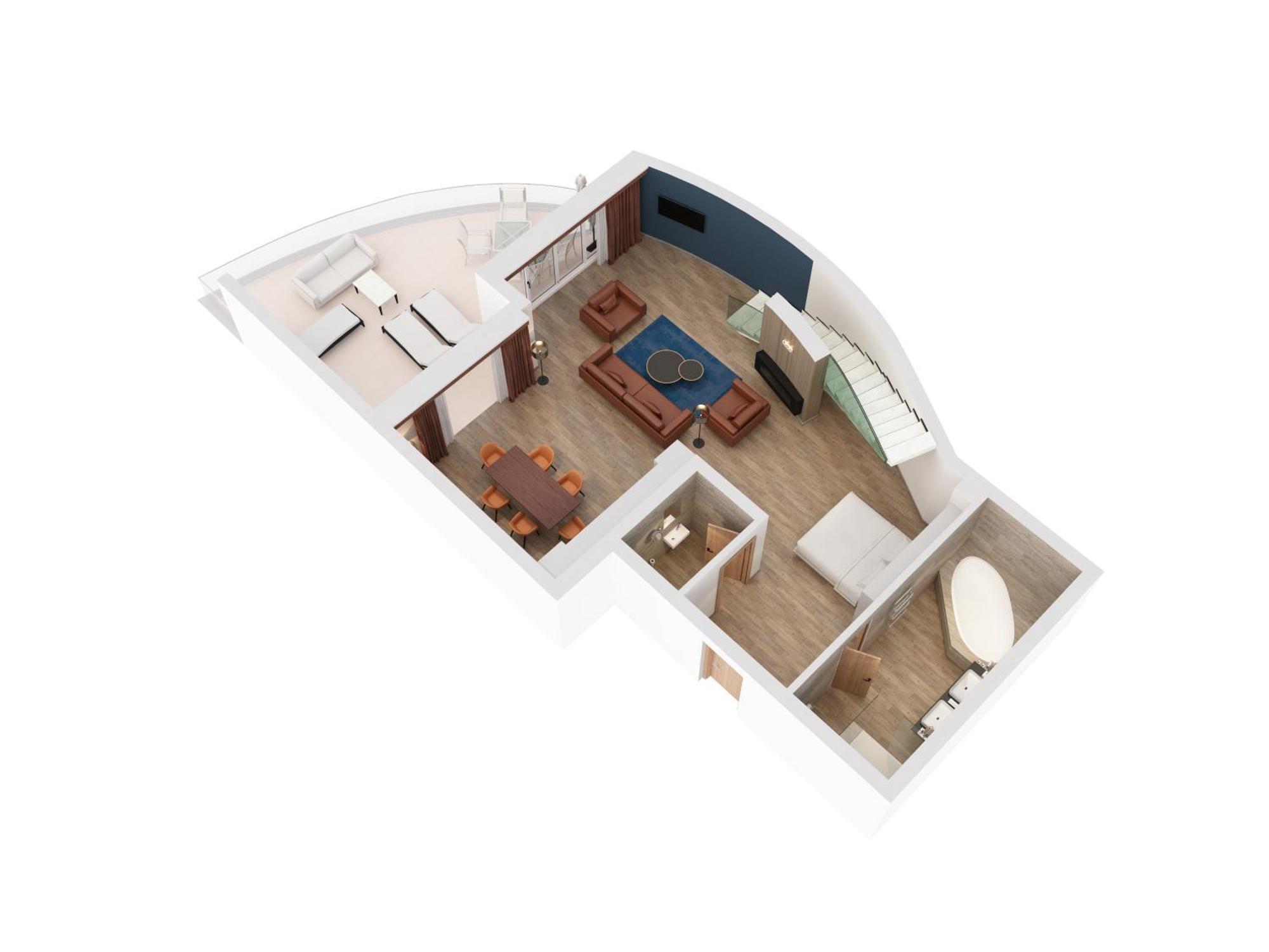 Hilton Rijeka Costabella Beach Resort And Spa الغرفة الصورة 3D floor plan