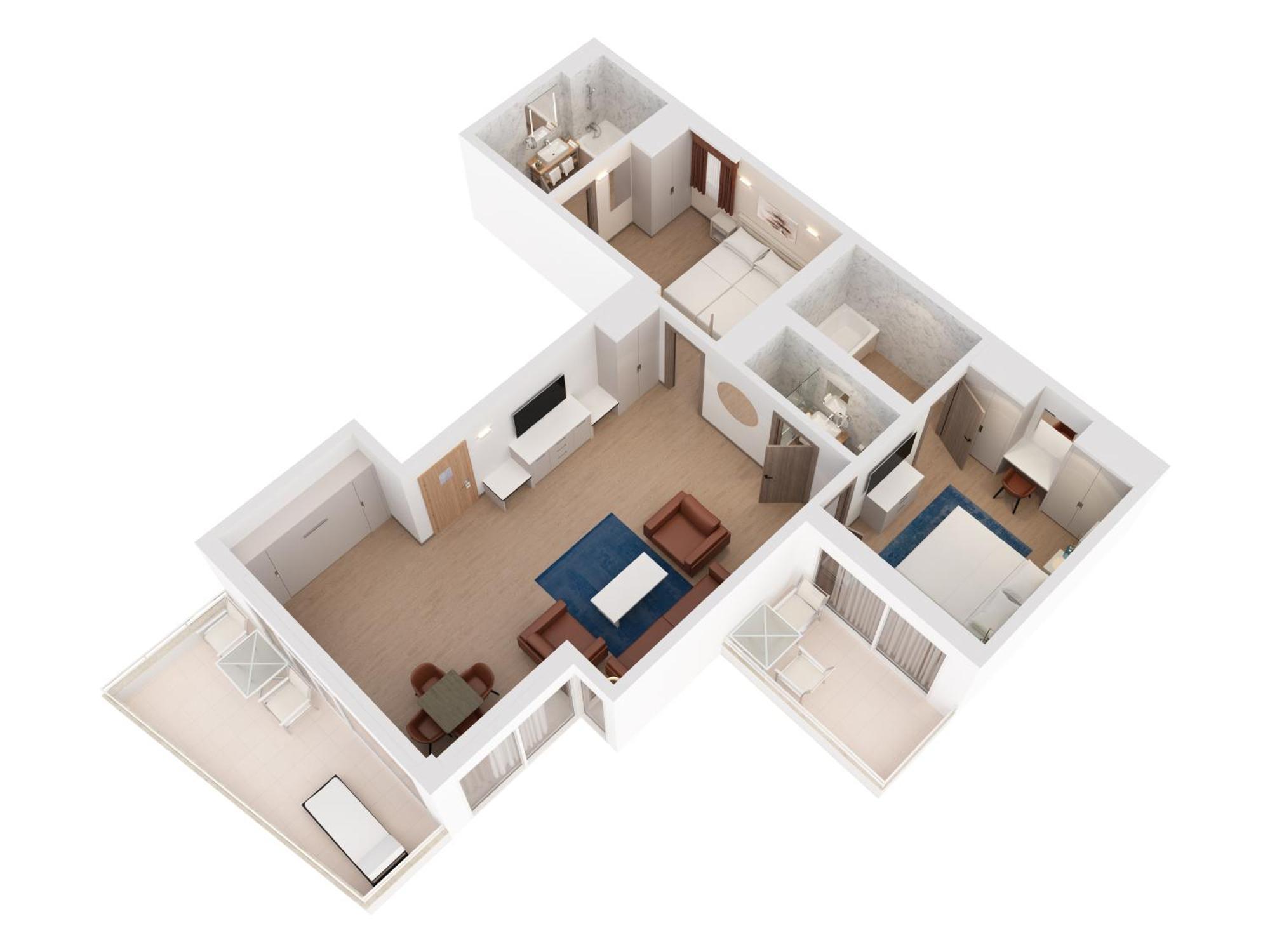 Hilton Rijeka Costabella Beach Resort And Spa الغرفة الصورة 3D floor plan of a typical apartment